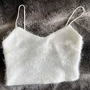 White Sparkly Party Crop Top